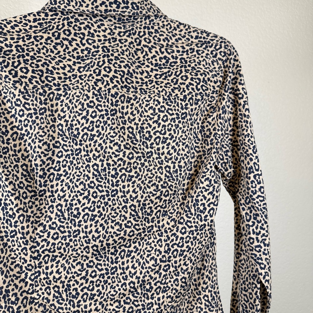 J Crew Leopard Print Button Down Small Classic Animal Print Lightweight Workwear - Picture 9 of 11